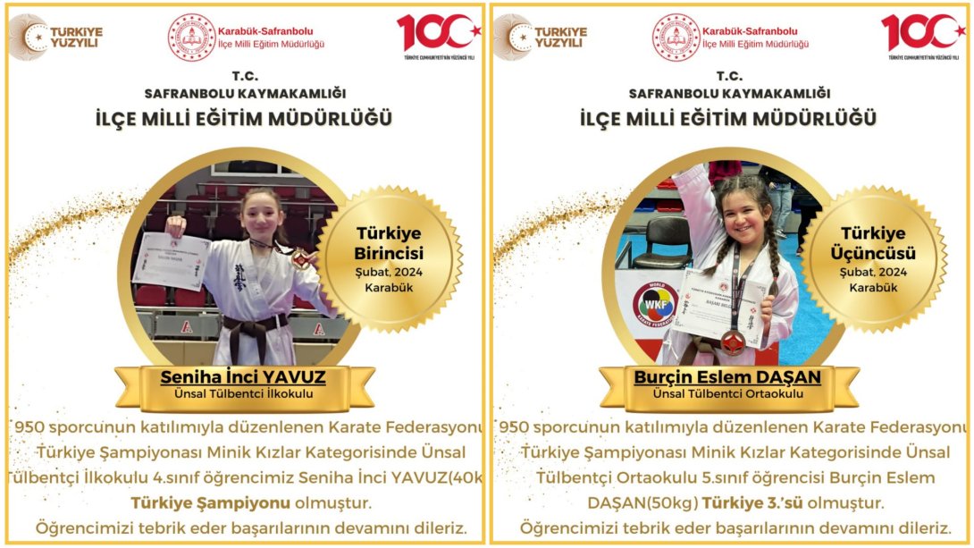 Öğrencilerimiz Türkiye Şampiyonluğu ve Türkiye Üçüncülüğü Derecesi İle Safranbolu İlçemizin Gururu Oldu