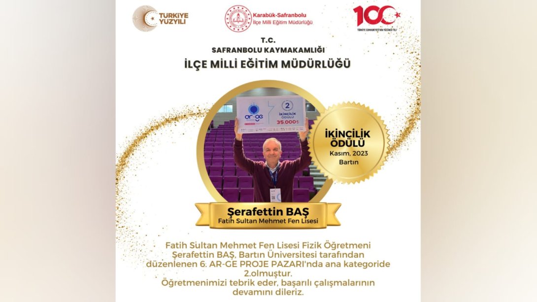 Fatih Sultan Mehmet Fen Lisesi Fizik Öğretmenimiz Şerafettin BAŞ'tan Büyük Başarı